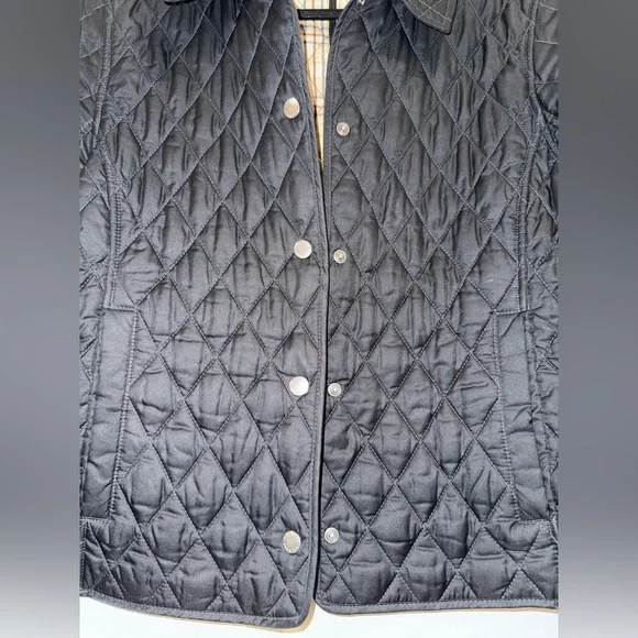 L.L. Bean Quilted Plaid Riding Jacket, Navy Black, Woman’s Medium - Picture 3 of 7